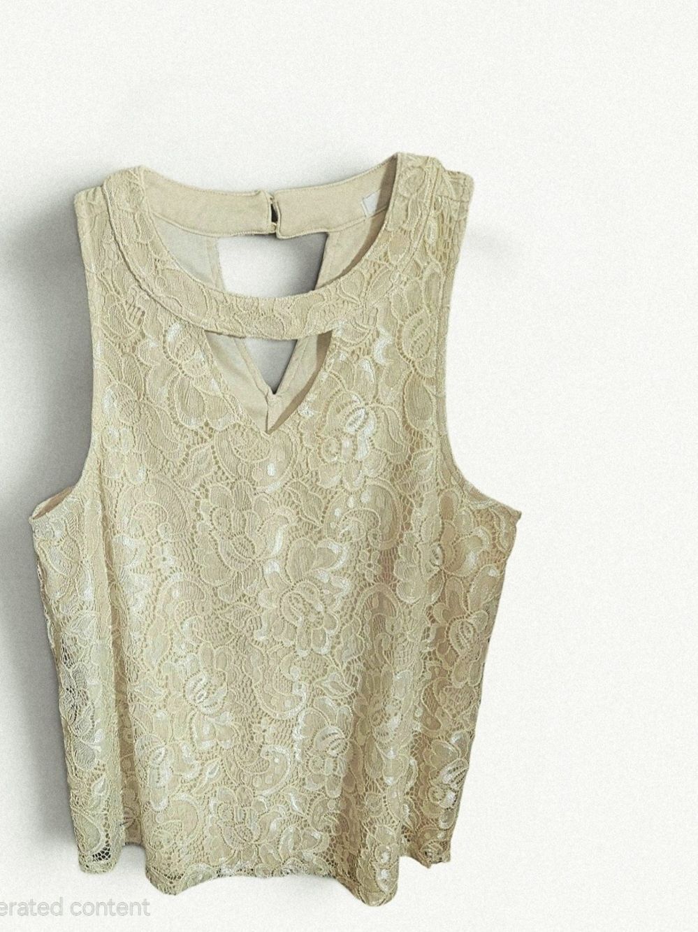 Maurices Cream Lace Tank Top Cutout Keyhole Sleeveless BlouseSize M